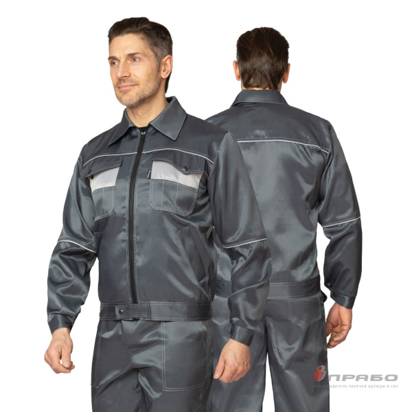 Костюм мужской "Лига" серый для защиты от ОПЗ (куртка и полукомбинезон)