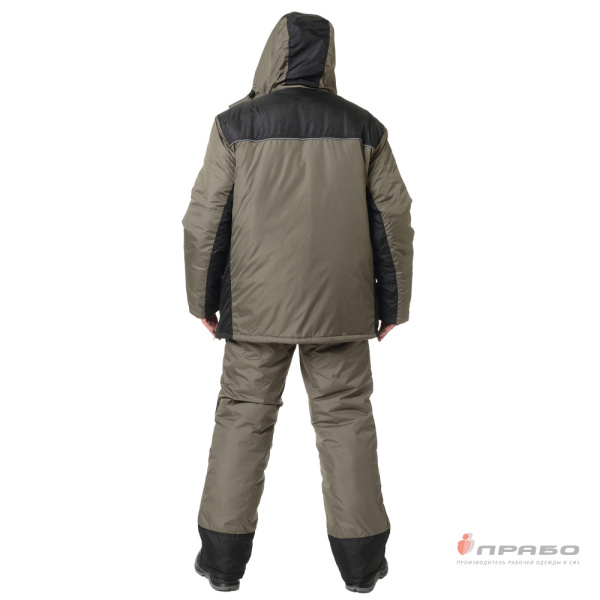 Костюм мужской утеплённый "Универсал" хаки/чёрный со съёмной подстежкой