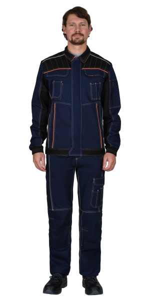 Куртка СИРИУС-ПРЕСТИЖ кор., синяя с черным и оранжевой отделкой