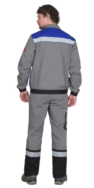 Костюм СИРИУС-МАСТЕР куртка короткая, п/к, средне-серый с васильком с СОП