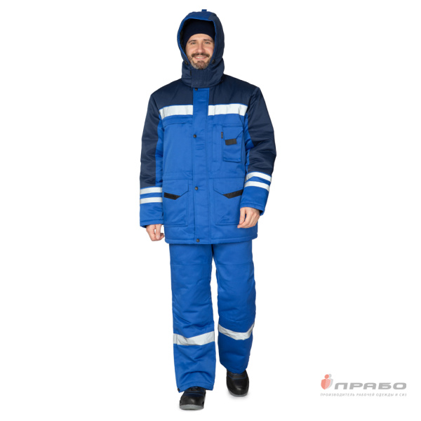 Костюм мужской утеплённый "Зима" василёк/тёмно-синий (куртка и брюки)