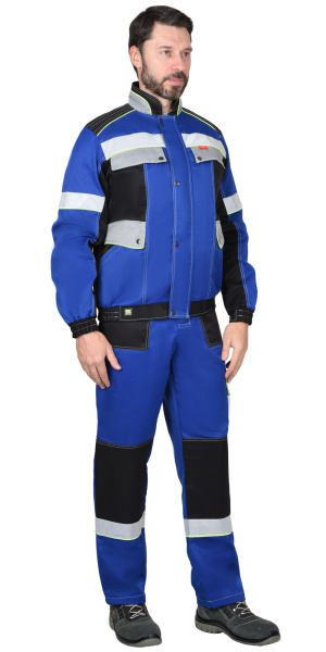 Костюм СИРИУС-ПОЛИНОМ куртка, п/к василек с черным и СОП 50 мм