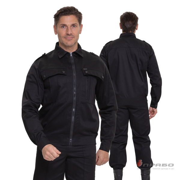 Костюм мужской "Ясон" чёрный для сотрудников охранных предприятий (куртка и брюки)
