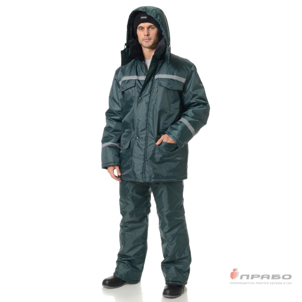 Костюм мужской утеплённый "Мастер" зелёный (куртка и брюки)