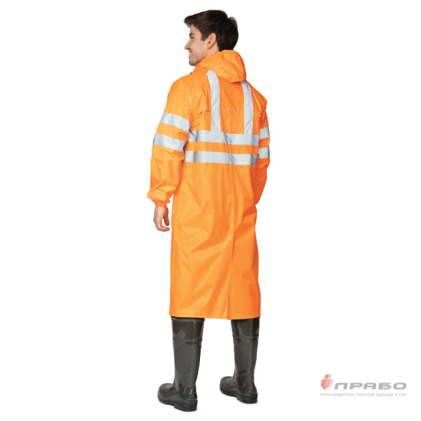 Плащ влагозащитный "Тайфун СОП" оранжевый 3 класса сигнальной защиты