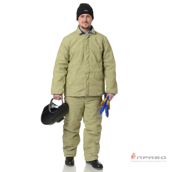 Костюм сварщика утеплённый брезентовый с огнестойкой пропиткой хаки