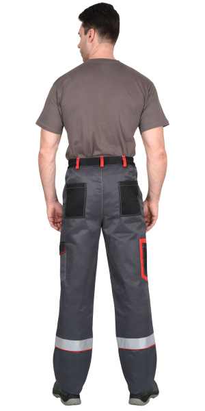 Костюм СИРИУС-ПОЛИНОМ куртка и брюки, т.серый с черным со св.серым и красным, СОП