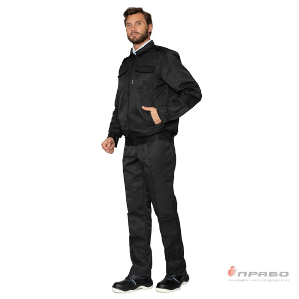Костюм мужской "Альфа" чёрный (куртка и брюки) для охранников