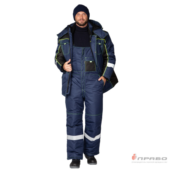 Костюм мужской утеплённый "Бренд Т" тёмно-синий/чёрный