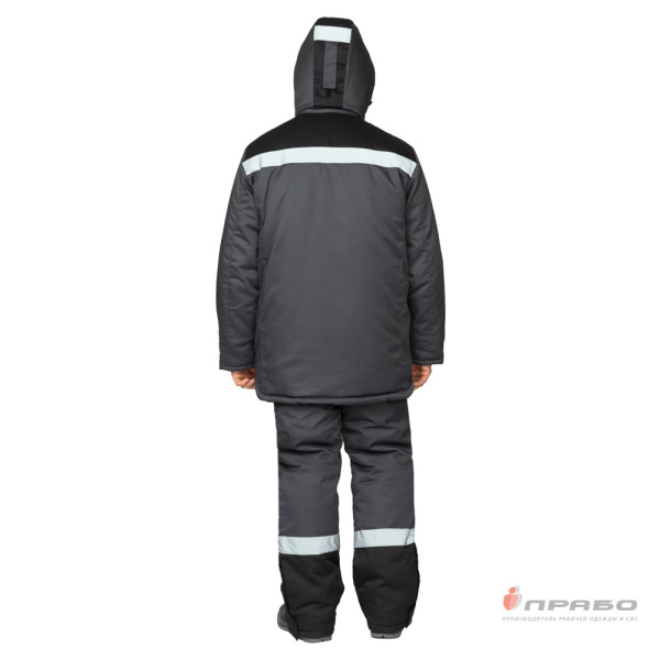 Костюм мужской утеплённый "Профессионал 2 Ультра" тёмно-серый/чёрный (куртка и полукомбинезон)