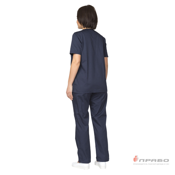 Костюм медицинский женский "Хирург" тёмно-синий (блузон и брюки)