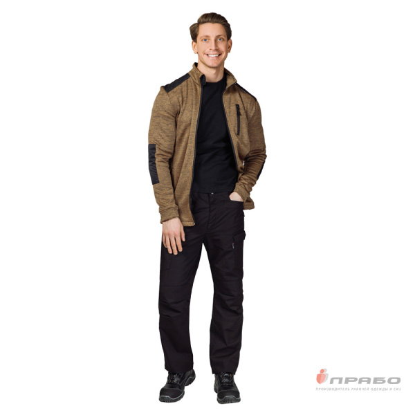 Куртка "Валма" трикотажная горчичный меланж/чёрный