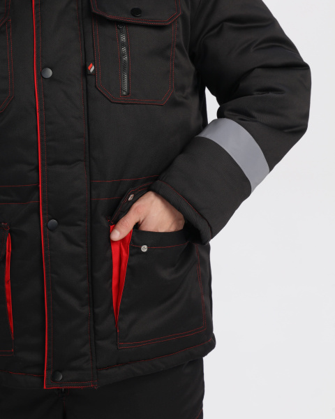 Костюм зимний Титан-Ультра CH (тк.Смесовая,240) п/к, черный/красный