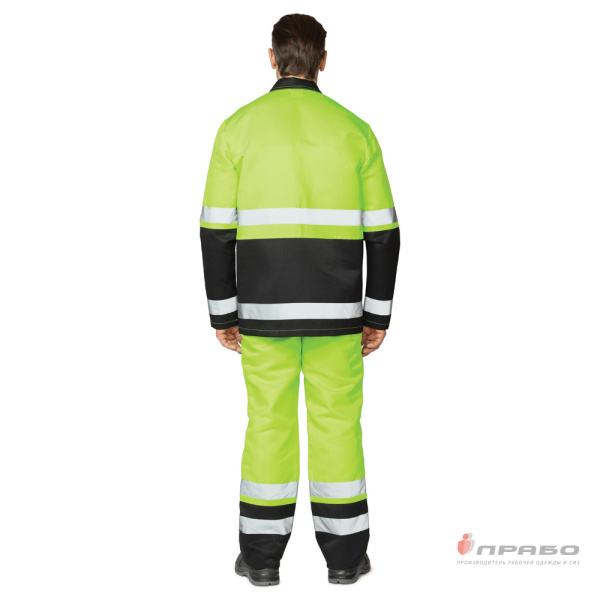 Костюм мужской летний "Спектр 2М" лимонный/чёрный 3 класса сигнальной защиты (куртка и полукомбинезон)