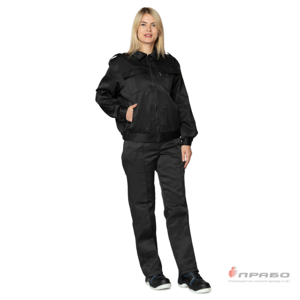 Костюм женский "Альфа" чёрный для сотрудниц охранных предприятий (куртка и брюки)