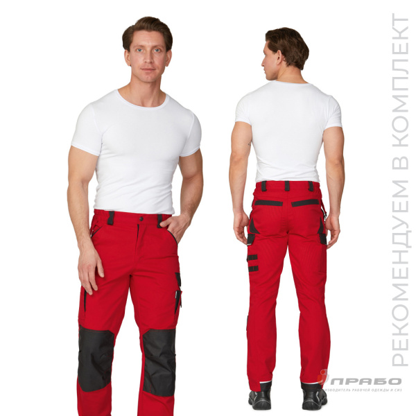 Брюки мужские "Сюрвейер" красный/чёрный
