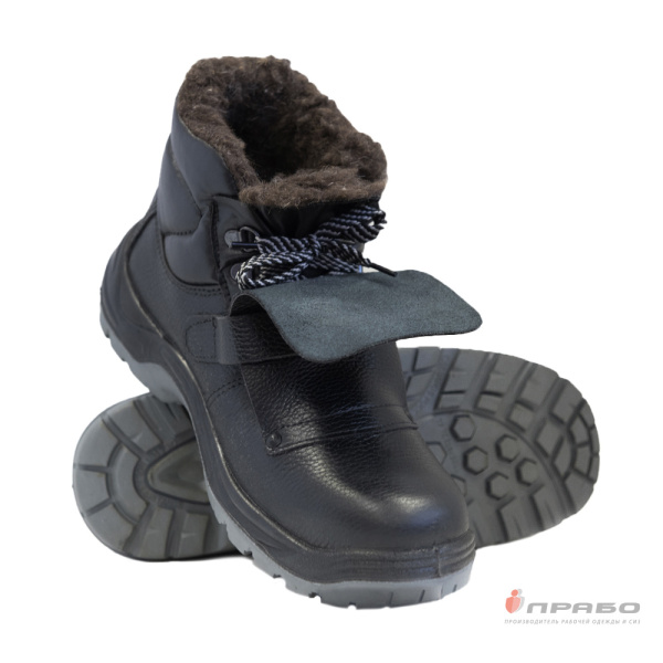 Ботинки "Сварщик 22-432-СВ-ПУ-Р" с подошвой ПУ/нитрил и КП чёрные (шерстин)