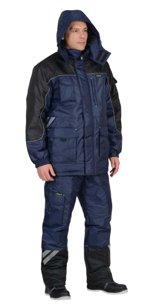 Костюм СИРИУС-ФОТОН куртка, брюки тёмно-синий с черным и СОП (подкладка флис)