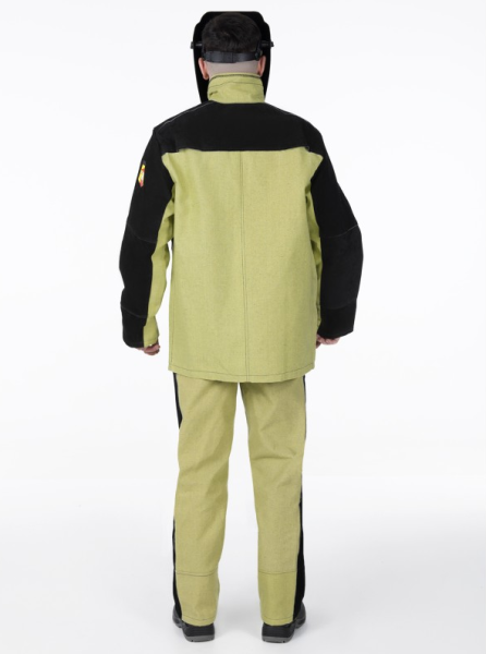 Костюм сварщика комбинированный 2 кл.защиты(тк.Брезент,550/Спилок S=2,8) черный/бежевый