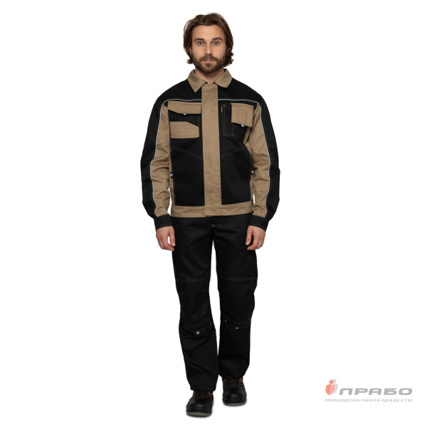 Куртка мужская "Бренд" чёрно-бежевая