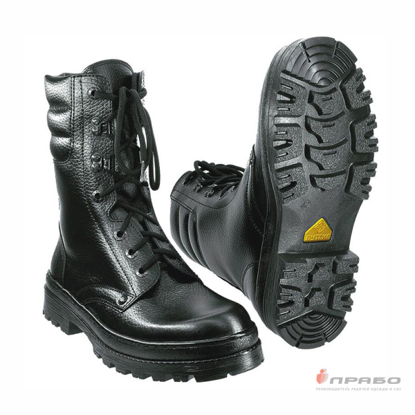 Ботинки хромовые "ОМОН Люкс" на подошве ТЭП чёрные (искусственный мех)