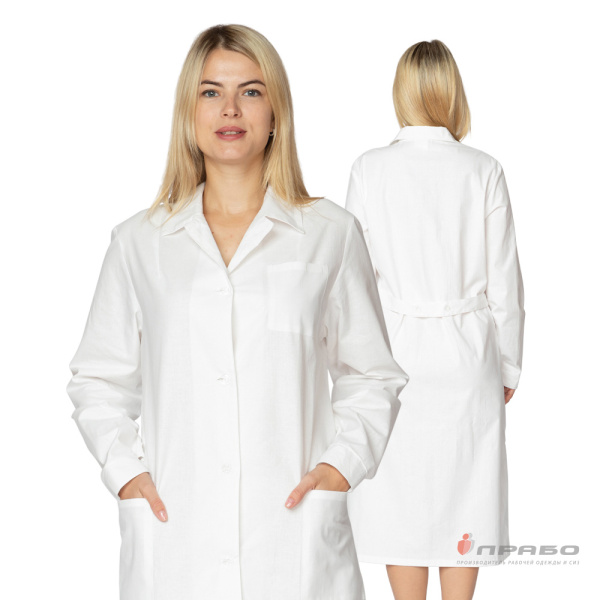 Халат медицинский женский "Эконом" белый из бязи