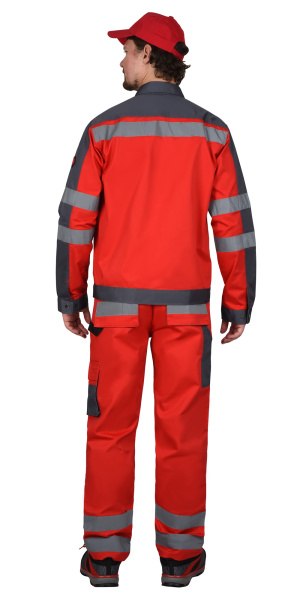 Костюм СИРИУС-АТОМ куртка, брюки красный с серым