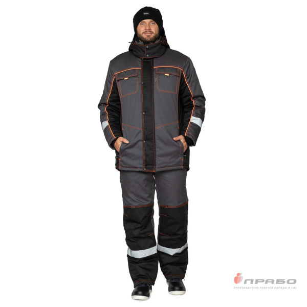 Костюм мужской утеплённый "Бренд Ультра" тёмно-серый/чёрный