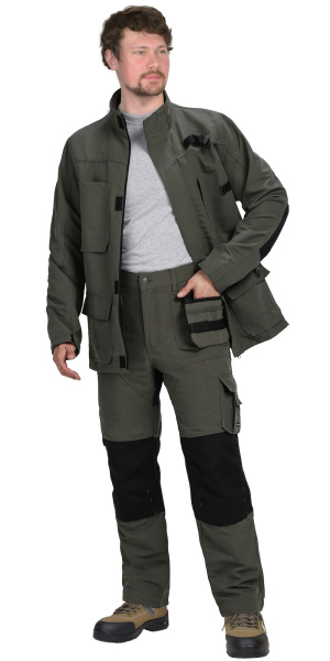 Костюм СИРИУС-ТРИТОН куртка, брюки хаки с черным тк.Кошачий глаз