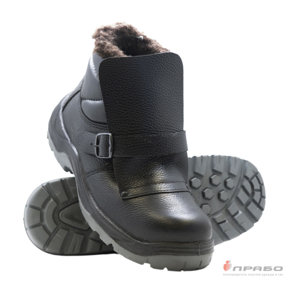 Ботинки "Сварщик 22-432-СВ-ПУ-Р" с подошвой ПУ/нитрил и КП чёрные (шерстин)