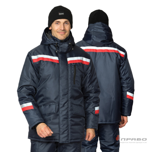 Костюм мужской утеплённый "Тренд" синий/красный (куртка и полукомбинезон)