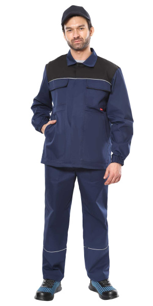 Костюм СИРИУС-МАСТЕР куртка длинная, брюки, синий с черным