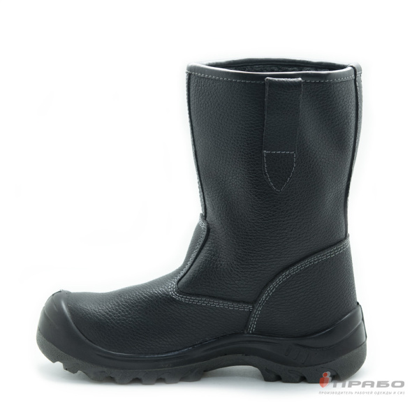 Сапоги утеплённые кожаные с подошвой ПУ/ТПУ и МП чёрные