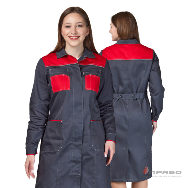 Халат женский "Бренд 2020" серый/красный