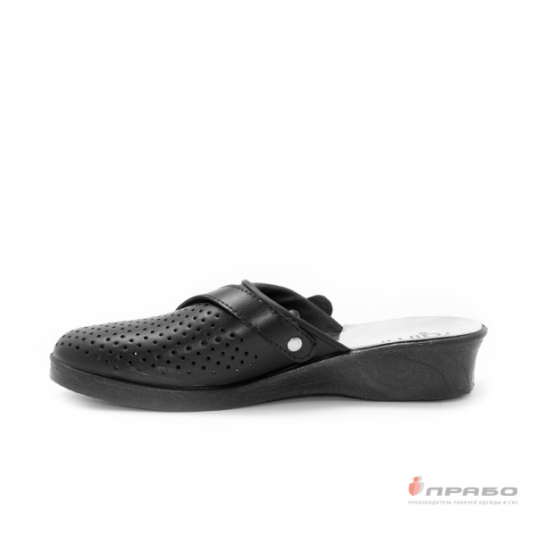 Сабо кожаные женские с подошвой ПВХ чёрные (натуральная кожа)