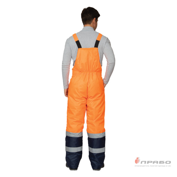 Костюм мужской утеплённый сигнальный с водоотталкивающей пропиткой 3 класса сигнальной защиты (куртка и полукомбинезон)