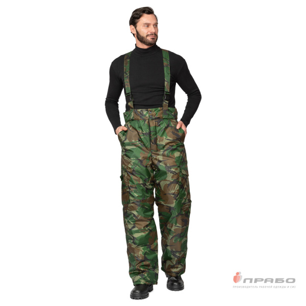 Брюки мужские утеплённые "Альфа" со съемными бретелями камуфляж кукла