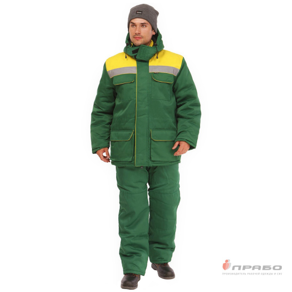 Костюм мужской утеплённый "Буря" зелёный (куртка и полукомбинезон)