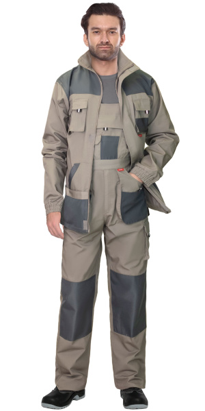 Костюм СИРИУС-ОБЕРОН куртка, п/к песочный с зеленым