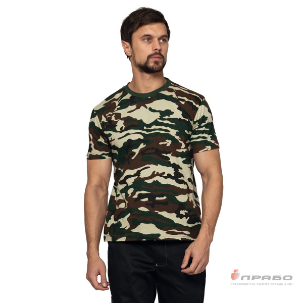 Футболка трикотажная камуфляжная лес