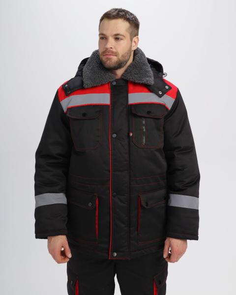 Костюм зимний Титан-Ультра CH (тк.Смесовая,240) п/к, черный/красный