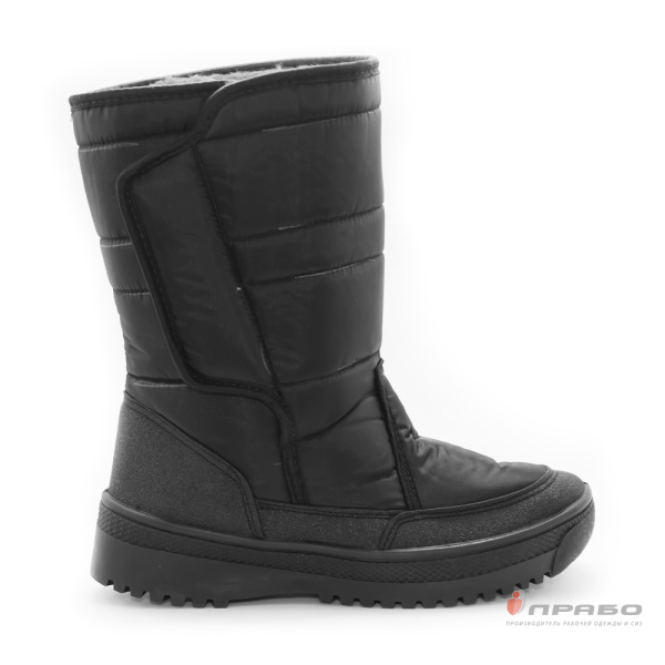 Сапоги женские "Дутики" с подошвой ПВХ и верхом из плащевой ткани чёрные