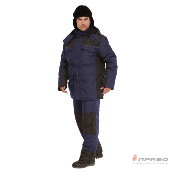 Костюм мужской утеплённый "Универсал" синий/чёрный со съёмной подстежкой
