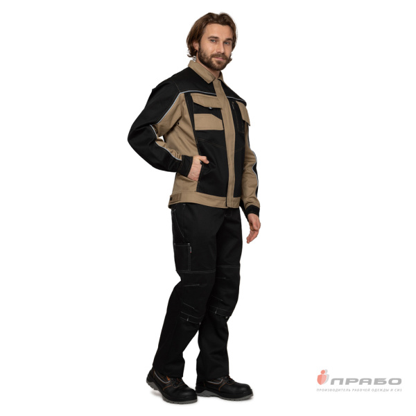 Куртка мужская "Бренд" чёрно-бежевая