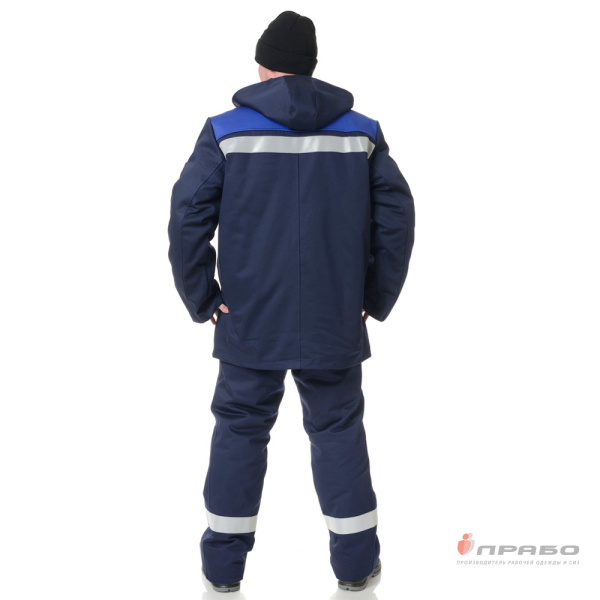 Костюм сварщика утеплённый "Премиум" 2 класса защиты тёмно-синий/василёк (куртка и брюки)