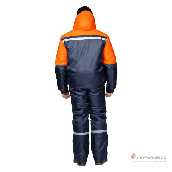 Костюм мужской утеплённый "Стимул-М" синий/оранжевый (куртка и полукомбинезон)
