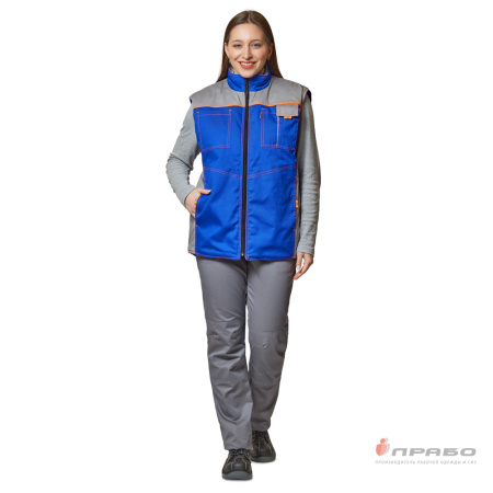 Жилет универсальный утеплённый "Бренд" василёк/серый