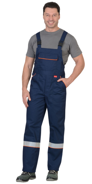 Костюм СИРИУС-МАСТЕР летний: куртка, полукомбинезон, темно-синий с оранжевой отделкой