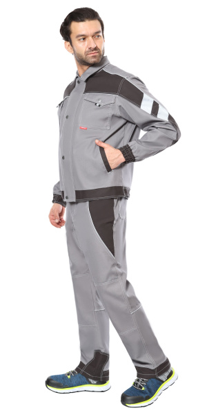 Костюм СИРИУС-ПЕКИН куртка кор., п/к серый с черным пл. 280 г/кв.м