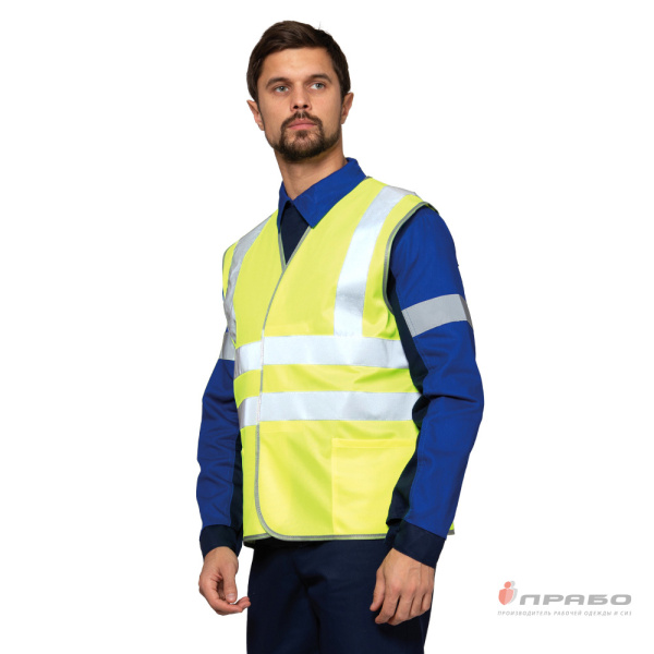 Жилет сигнальный "Сигнал 3" лимонный с застёжкой на ленте велькро